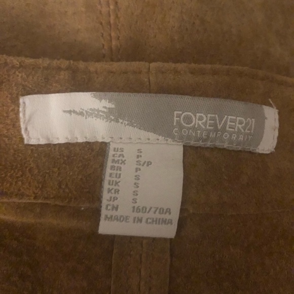 Forever 21 Genuine Suede Snap Front Mini Skirt Tan - Picture 4 of 4